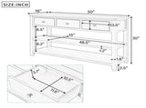 Retro Design Console Table with Two Open Shelves, Pine Solid Wood Frame and Legs for Living Room 32671692
