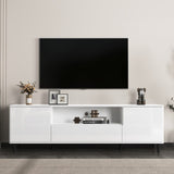 High Gloss Panel Modern TV Console, TV Stand, Entertainment Center with Storage Shelves,TV Cabinet W409P195094