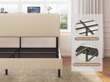 King Size Platform Bed , Metal Bed Frame with Charging Station, No Box Spring Needed, , Noise W636P288882