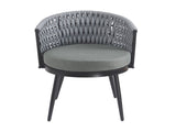 Outdoor Dining Chair-Metal & Rope with Light Gray Cushion Patio Furniture,Weather-Resistant Patio N770P290585G
