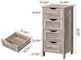 4-Drawer Density Board Triamine Veneer Bathroom Cabinet 11.82*11.82*32.29in Washed Grey 11651926