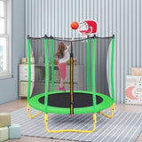 ZNTS 5.5FT Trampoline for Kids - 65" Outdoor & Indoor Mini Toddler Trampoline with Enclosure, Basketball 16901318