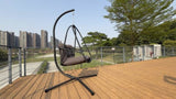 Swing Egg Chair with Stand Indoor Outdoor Wicker Rattan Patio Basket Hanging Chair with C Type W2707P296435