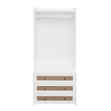 Wardrobe with 3 Drawers High Wardrobe Armoire With Rattan For Living Room, Bedroom Organizer W688P266052