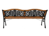 49" Garden Bench Outdoor Patio Park Chair Furniture Hardwood Slats Cast Iron Frame 40097071