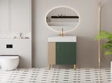 21.6" Open-shelving Bathroom Vanity with Ceramic Sink and Soft-Closing Door, Cloakroom Open Shelf 46799268