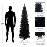 ZNTS 7.5FT Black Slim Artificial Christmas Tree Includes Foldable Metal Stand 82779090