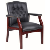 ZNTS Leather Reception Guest Chairs W/Padded Seat and Arms Ergonomic Mid-Back Office Executive Side Chair W133356881