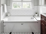CONDRIS OPAL 60" x 32" Alcove Bathtub Acrylic Soaking Tub with Integral Apron, Right Drain, T5923P494321
