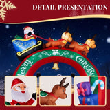 10FT Lighted Christmas Inflatable Archway, Inflatable Arch with Reindeer Pulling Santa's Sleigh, 68877325