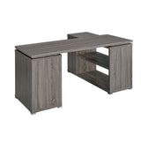L-Shape Office Desk With Drawers and Shelves, Weathered Grey B016P163558