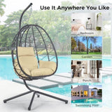 Egg Chair with Stand Indoor Outdoor Swing Chair Patio Wicker Hanging Egg Chair Hanging Basket Chair W87433841