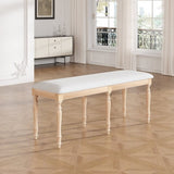 TOPMAX Vintage Traditional 50.4inch Upholstered Dining Bench with 6 Solid Wood Legs, Natural N717P170409A