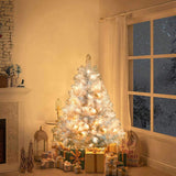 4FT Sliver Pre-Lit Artificial Christmas Tree, Hinged Full Tree with Metal Stand, 400 Branch Tips, 97863431
