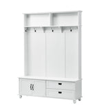 Modern Style Hall Tree with Storage Cabinet and 2 Large Drawers, Widen Mudroom 77674371