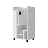 ZNTS Allandale 1-Door Bar Cart with Wine Rack and Casters White B062111720