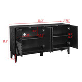 60.5'' Buffet Cabinet with Storage, Farmhouse Fluted Sideboard with Geometric Pattern & Adjustable W1801P288508