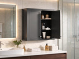 Black Modern Wall-Mounted Bathroom Cabinet with 2 Doors & 2 Adjustable Shelves 42742667