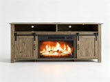 Washed Gray Finish Fireplace TV Stand, 58.07"15.35"29.92", Embossed Particle Board with Melamine 70891810