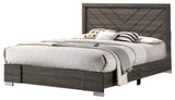 ZNTS Contemporary Grey Finish Unique Queen Size Bed 1pc Bedroom Furniture Unique Lines Headboard Wooden B011P155467