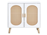2-door vertical shoe cabinet particle board plastic rattan white frame original wood rattan 97933148