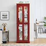 ZNTS Lighted Glass Curio Display Cabinet,Display Cabinet,Glass Storage Cabinet Glass Wine cabinet Wood W2275P178796