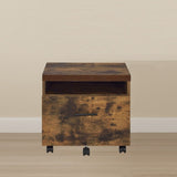 Industrial Style 1pc Cabinet with Drawer and Shelf Caster Wheels Wooden Weathered Oak Finish, B2741P334827