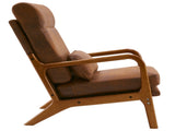 High Back Solid Wood Armrest Backrest Iron Frame Bronzing Cloth Indoor Leisure Chair Orange 41128051