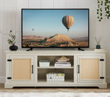 Farmhouse Rattan TV Stand Console Table for TVs up to 70 Inches, TV Console Table with 2 Storage W1758P178930