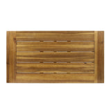 Outdoor Acacia Wood Coffee Table, Teak Finish / Rustic Metal Brown and Black, 27.25"D x 45.75"W x 62348.00