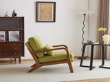 Low Arm Accent Chair - Olive Green Corduroy Upholstered Indoor Lounge Chair, Compact Single Seater 54584414