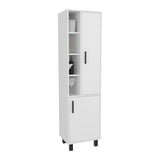 FM FURNITURE Pinal Linen Cabinet with Open Storage and 2 Doors, White B128P301384