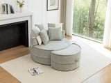 Oversized Round Accent Barrel Chair 5 Pillows Soft Velvet Upholstered Armchair Lazy Lounge Sofa W1170P283148