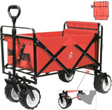 ZNTS Collapsible Heavy Duty Beach Wagon Cart Outdoor Folding Utility Camping Garden Beach Cart with 33073905