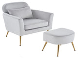 Half Disassembled Single Chair With Gold Feet And Pedals Flannelette Indoor Leisure Chair Light Gray 57652895