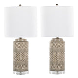 Casa 21" Contemporary Ceramic Table Lamp in Opal Gray Ceramic, Polished Nickel, Clear Acrylic B202P224018