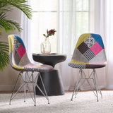 Patchwork Accent Chair Bohemian Style Fabric Chair with Chromed Legs Geometric Pattern Chair, 18"D 56395.00