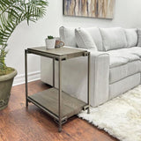Corbeta Metal Frame Wood Living Room Chairside Table with Shelf, Aged Graphite T2574P164630
