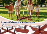 Wooden Ring Toss Game with Storage Bag, Tool-Free Assembly Outdoor Yard Game with Hemp Rope Rings, 55907238