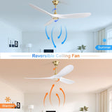 60 Inch Modern ABS Ceiling Fan With 6 Speed Smart Remote Control Reversible DC Motor For Bedroom W882P254258