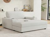 42.8" Oversized Chaise Lounge Chair with Storage Ottoman, Corduroy Sofa Bed with Cup Holders & USB N765P350851W