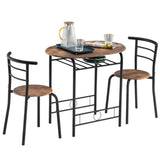 ZNTS Fire Wood PVC Black Paint Breakfast Table for Couples with Curved Back 37100463