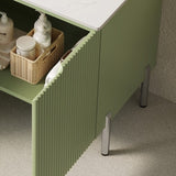 30" TURIO Freestanding Carrara White Artificial Stone Countertop and Green Cabinet with Two Doors, W2615P293843