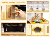 Kids Wooden Kitchen Playset 3 with Fridge Sink Washing Machine with Realistic Light Sound Rattan 94982897