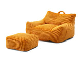 Giant Plush Bean Bag Chair for Adults with Armrests and Footstool -- Comfy Yellow Beanbag Chaise W1117P309392
