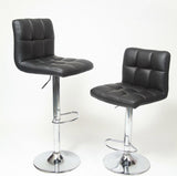 Swivel Faux Leather Adjustable Hydraulic Bar Stool, Set of 2, Black T2574P164839