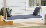 TOPMAX Patio Wooden Swing Chair, Hanging Porch Swing Bench with Cushion&Pillows, 10.8Ft Hemp Ropes N717P210136K