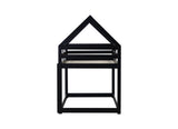Twin over Twin Rubber Wood Floor Bunk Bed, with ladder,Guardrails,House-Shaped-Bunk Bed, Black W504P206865