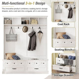ON-TREND Elegant Wide Hall Tree with 5 Hooks, Versatile Entryway Lift Top Storage Bench with 2 N721P234409K