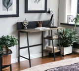 Garima Rustic Oak with Black Finished Legs Writing Desk B2726P243695